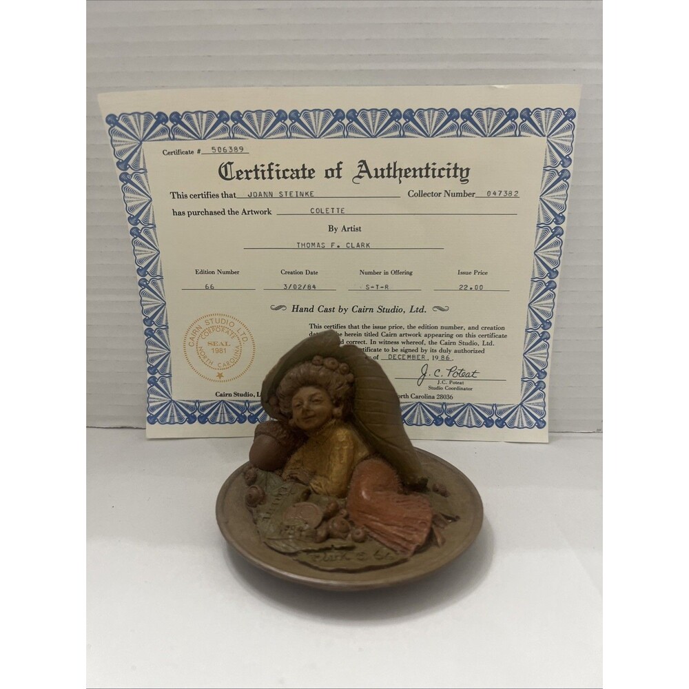 Tom Clark Gnome Colette #66 1984 Irish Cairn Terrier 3" Resin Figurine w/ COA